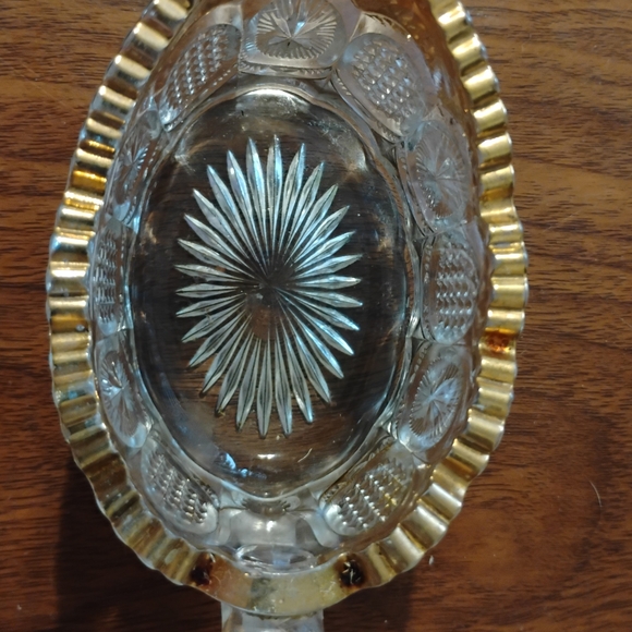 Vintage Glass Creamer with Gold Trim